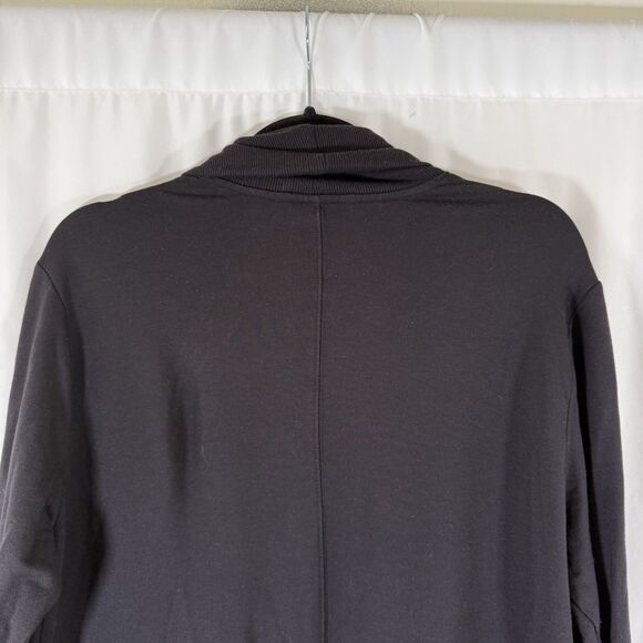 Athleta Cardigan Womens Medium Petite Black Open Front Tencel Modal Blend Pocket - Picture 9 of 12